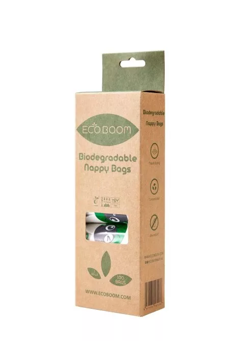 Биоразградими Торбички За Използвани Пелени И Домашни Любимци Eco Boom, 100Бр.