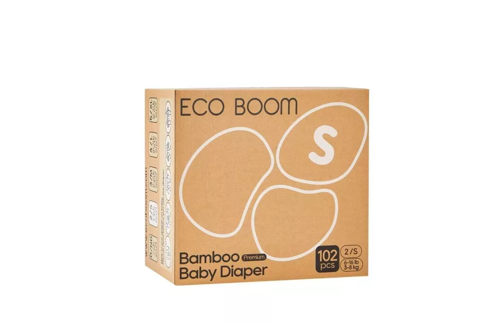 Бебешки Еко Пелени, Eco Boom Premium – Размер № 2 ( 3- 8 Кг.) -102Бр.
