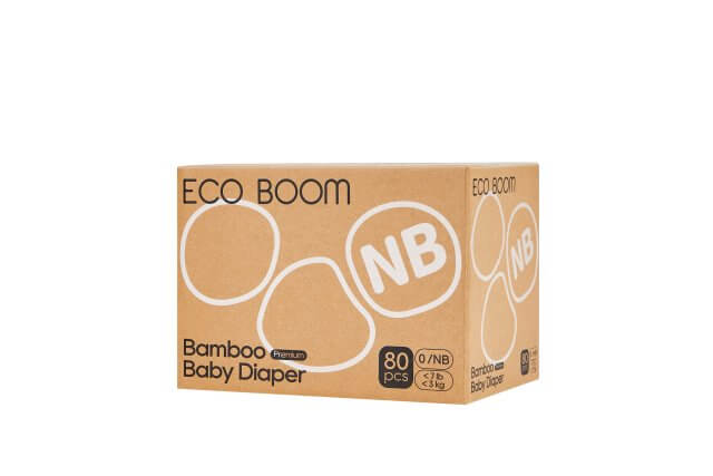 Бебешки Еко Пелени Биоразградими, Eco Boom – Размер № 0 Nb ( 2- 4.5 Кг.) -80Бр. – Премиум