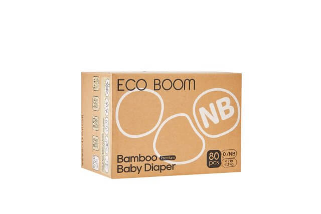 Бебешки Бамбукови Пелени Биоразградими, Eco Boom – Размер № 0 Nb ( 2- 4.5 Кг.) -80Бр. – Премиум