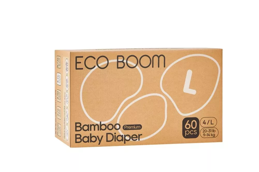 Бебешки Еко Пелени, Eco Boom Premium (Jumbo Pack) – Размер № 4 ( 9- 14 Кг.) - 60 Бр.