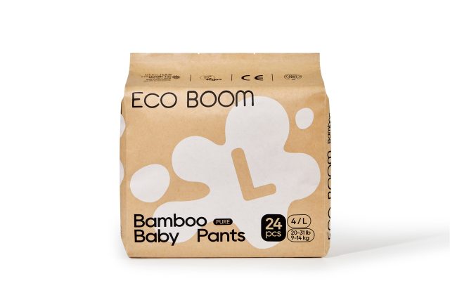 Бебешки Бамбукови Гащи, Eco Boom Размер № 4 (9 – 14 Кг.) -24Бр. – Pure
